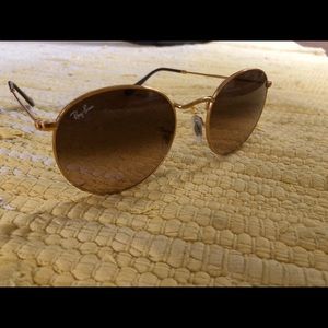 Ray-Ban brown gradient round metal sunglasses